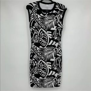 Cache Black and White Print Dress